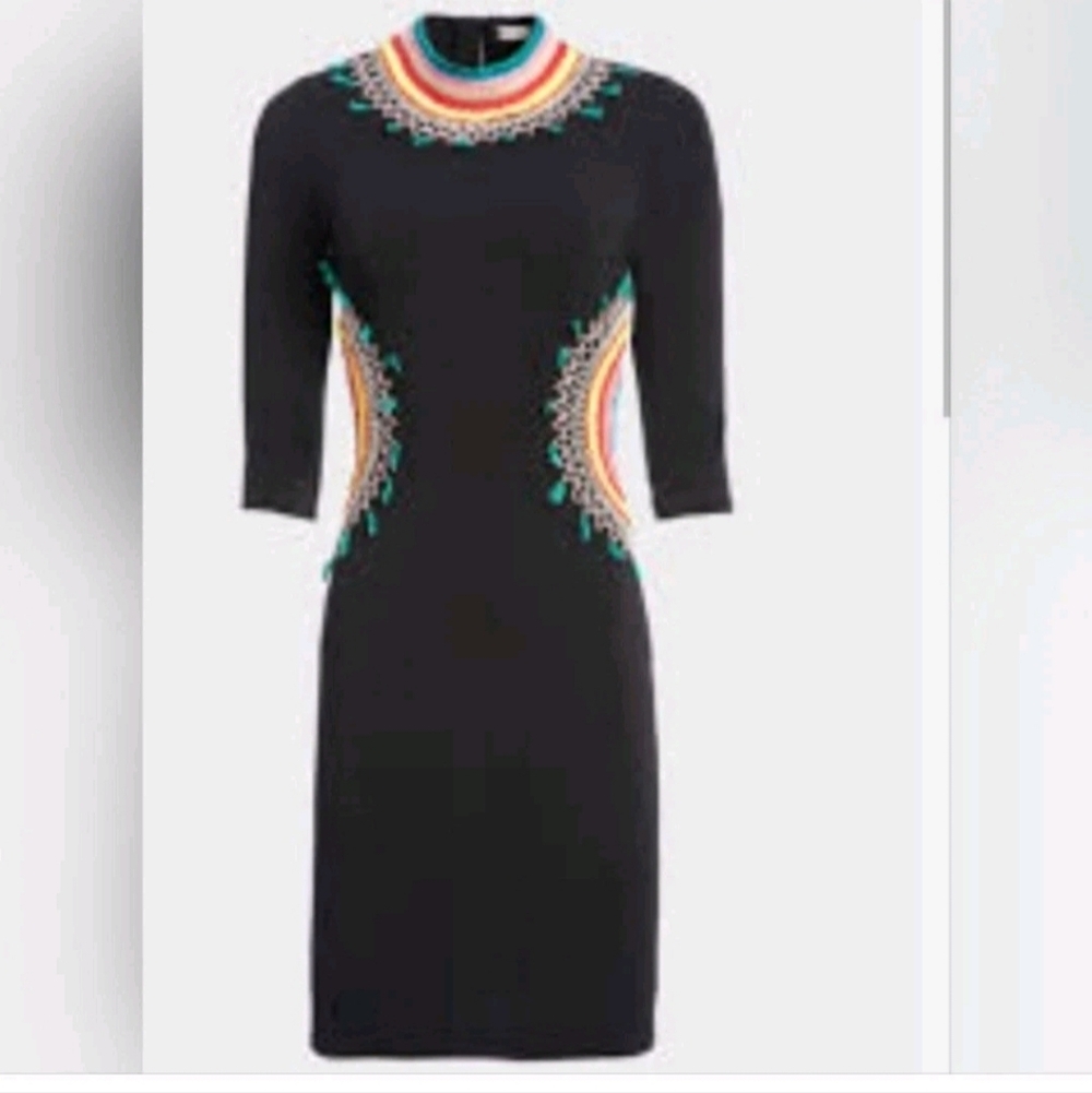 Alice + Olivia Tamson Embroidred Fitted Open Back Mini Dress Size 8 - Picture 8 of 13